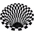 Tapis de plateau de tapis 3D Mat d&#39;étage illusion Rapis de zone de glissement, 3D Vortex Vortex Optical Illusions Rat de sol, plaid blanc noir